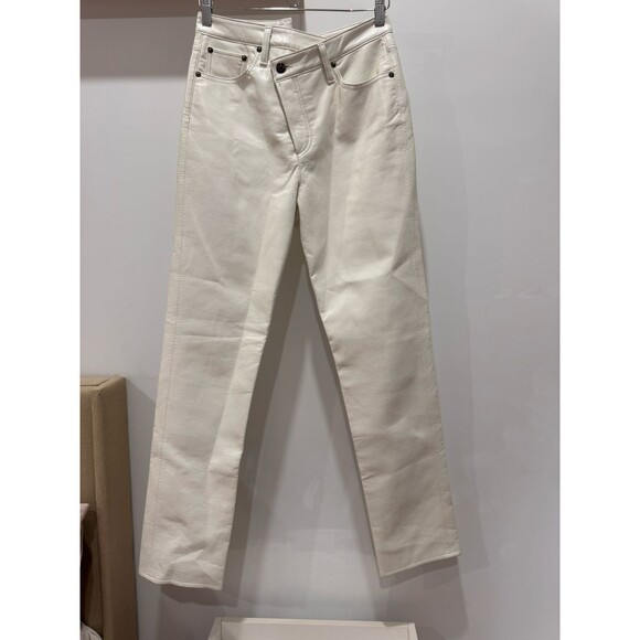 AGOLDE Denim - NWT AGOLDE Womens Sz 25 Lace White Leather Crisscross Waist Straight Pants Jeans